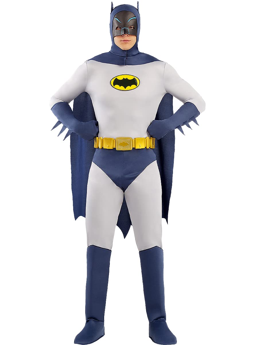 Funidelia | Disfraz de Batman 1966 para hombre Caballero Oscuro, Superhéroes, DC Comics, Hombre Murciélago - Disfraz para adultos y divertidos accesorios para Fiestas, Carnaval y Halloween - Negro