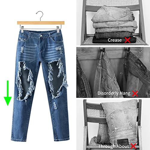 Nature Smile 8542010041 Solid Lotus Wood Deluxe Wooden Pants Hangers Bottom Hanger Jeans Hanger Skirt Hanger thumb #6