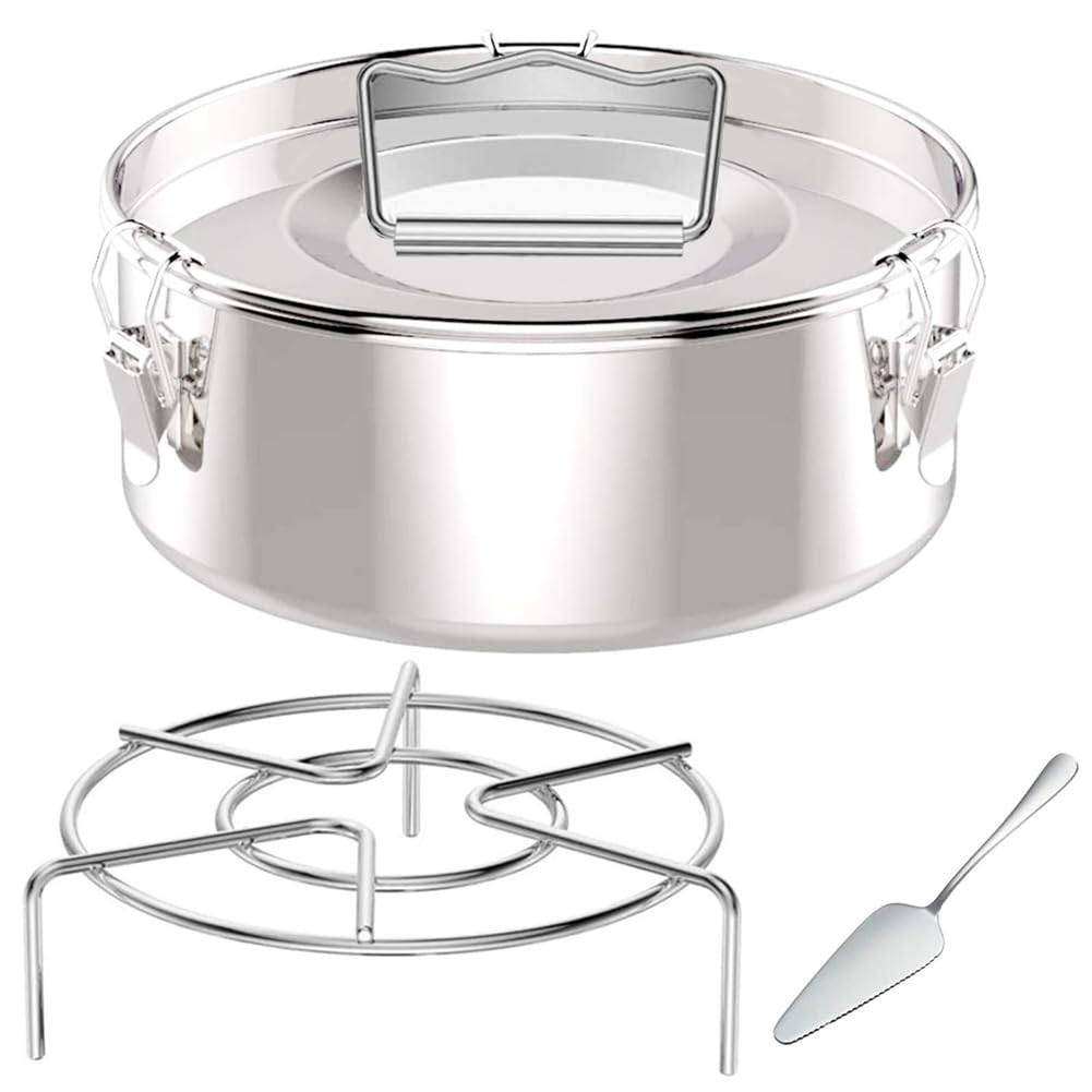 CTRLZS Flan Pan Flaneras Mold, Stainless Steel Flan Mold with Lid - Flan Maker for 6 Quart Pot(3QT, 8QT Avail) - with Rack Easy to Use