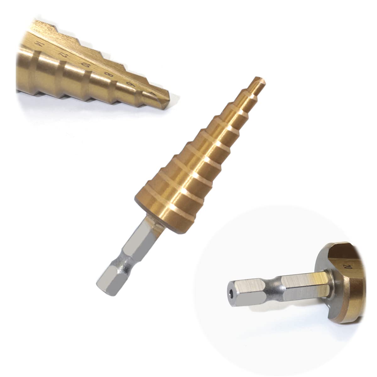 EilxMag 3 Pcs Step Drill Bit Set Metric Titanium Coated HSS Drill Bits for Metal Wood Plastic (3-12mm, 4-12mm, 4-20mm): Industrial & Scientific