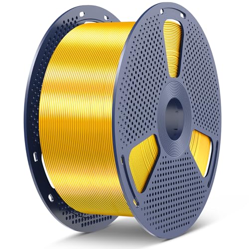 SUNLU 5KG PLA+ Silk 3D Printer Filament, 5KG(6.6lbs) Large Spool Silk Filament 1.75mm, Dimensional Accuracy +/-0.02mm, 1 Spool, Light Gold