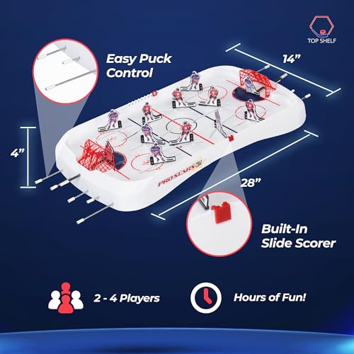 Top Shelf Pro Stars: Ultimate Table Hockey Game - 28 Inch X 14 Inch Arcade Thrills For Adults & Family - Realistic Bubble Dome Rod Hockey thumb #4