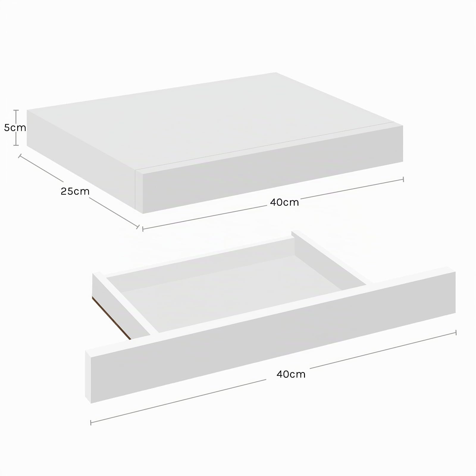 WOLTU Mensola da Muro, Scaffale Parete Moderno, Mensola con Cassetto in MDF per Soggiorno, Camera da Letto, Cucina, 40x25x5cm Bianco, RG9344ws