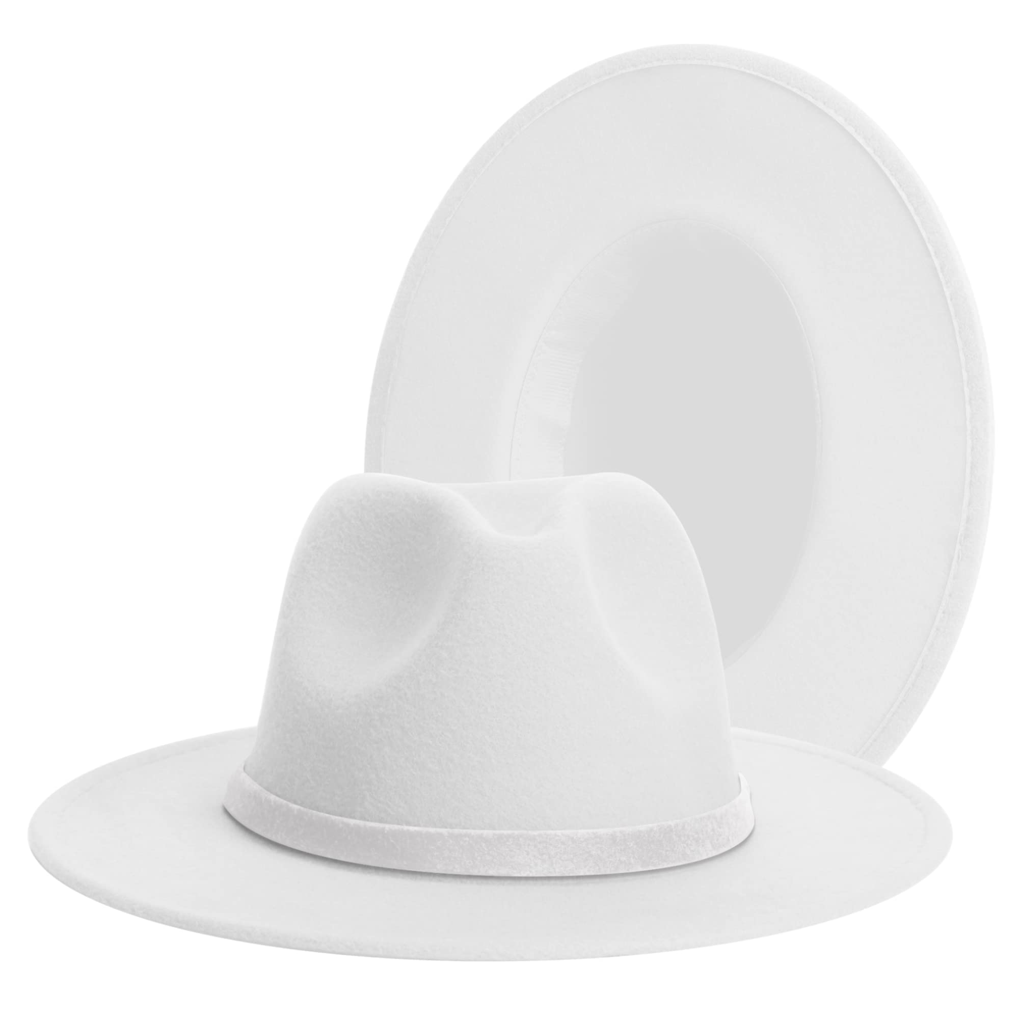 Wide Brim Fedora Hats for Women and Men Classic Felt Panama Hat Men's Two Tone Dress Hat with Belt Buckle