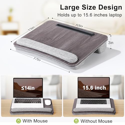 Lap-Desk-Laptop-Bed-Table-Fits-up-to-156-inch-Laptop-Computer-lapdesk-with-Soft-Pillow-and-Storage-Bag-Padded-Lap-Work-Tray-and-Gaming-Desk-on-Bed-Wood-Wide-Writing-Tray-for-Home-Office