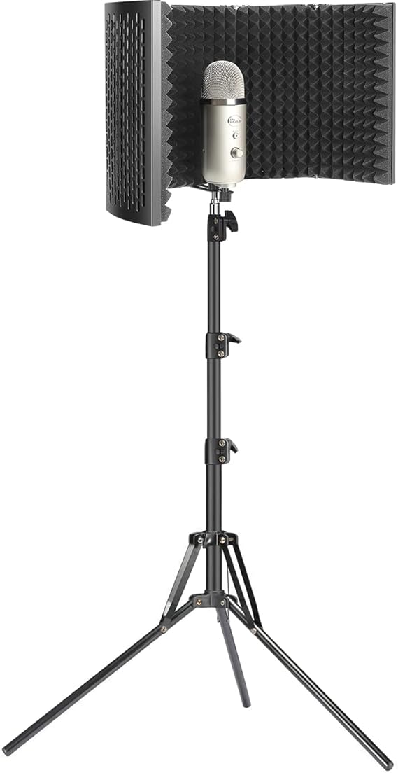 Microphone Isolation Shield with Stand [Curved Panel], Mic