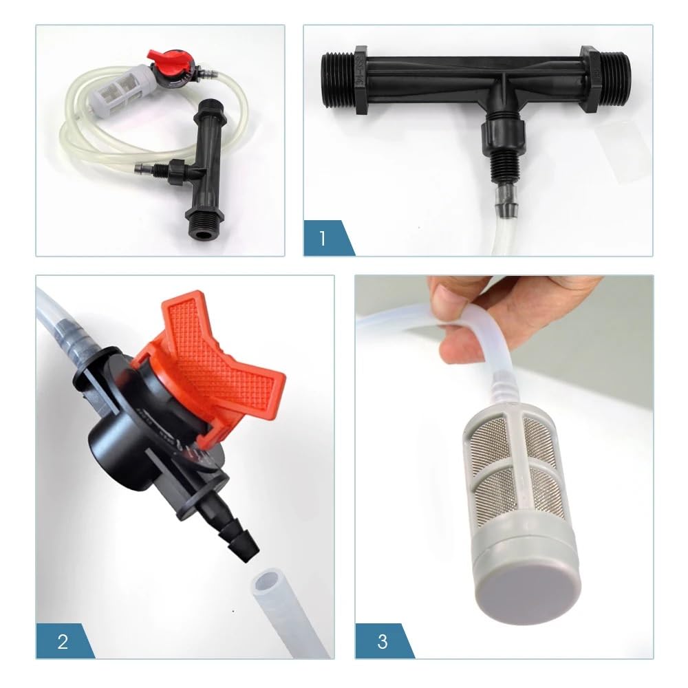 Kit de inyector de fertilizante Venturi for riego agrícola, rosca macho de 1/2 ", 3/4" y 1 ", de riego for invernadero de jardín(1")