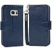 Arae Case Compatible for Samsung Galaxy s7, [Wrist Strap] Flip Folio [Kickstand Feature] PU Leather Wallet case with ID&Credit Card Pockets (Blue)