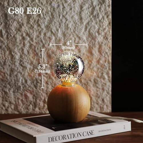 Porseme 3D Fireworks Decorative Light Bulb, E26 Base, 4W, AC100-240V, Glass Bulbs with Soft Warm Light, Shiny Decor for Home, Bedroom, Party (Included 1-Pack G80 Bulbs) - image 3