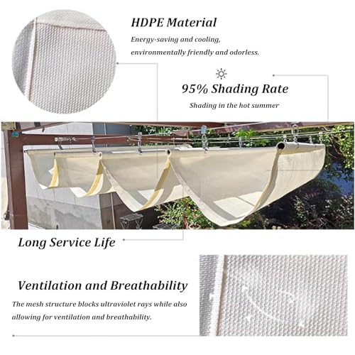 Voile d'ombrage rétractable contre la chaleur extérieure, auvent ajustable pour terrasse