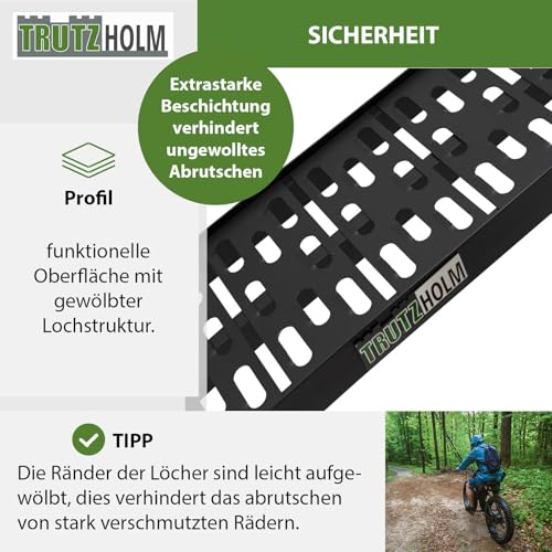 TRUTZHOLM 1 x Auffahrrampe klappbar 228 cm Traglast 340 kg Alu schwarz gelocht Motorradrampe Verladerampe