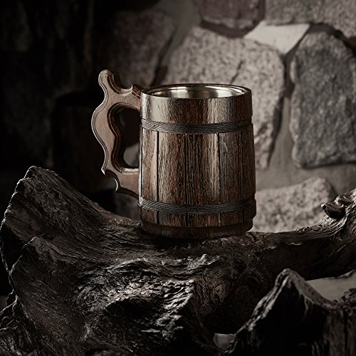 Grande chope de bière chêne fait main le cadeau idéal durable et robuste - 5