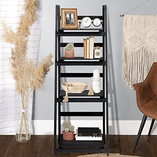 Babion Ladder Shelf, 4-Tier Home Office Ladder Shelf, Small Bookshelf, Leaning Bookshelf Ladder Bookcase Plant Shelf Indoor, Standing Ladder Shelf For Living Room Bathroom Bedroom #TOP5