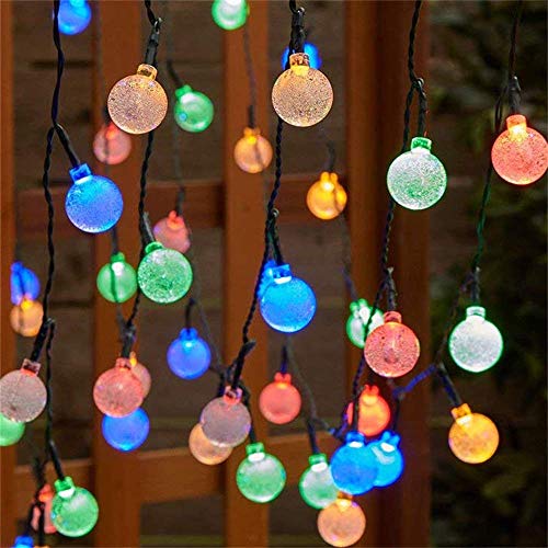 Globe Solar String Lights, 30 LED 20ft Outdoor Fairy Bubble Crystal Ball String Lights Christmas Decorative Lighting for Halloween Holiday Wedding Garden Patio Party Thanksgiving, 2-Pack