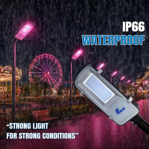 Image of Forus 120W LED Street Light Outdoor IP66 Waterproof Pink Pole Mounted