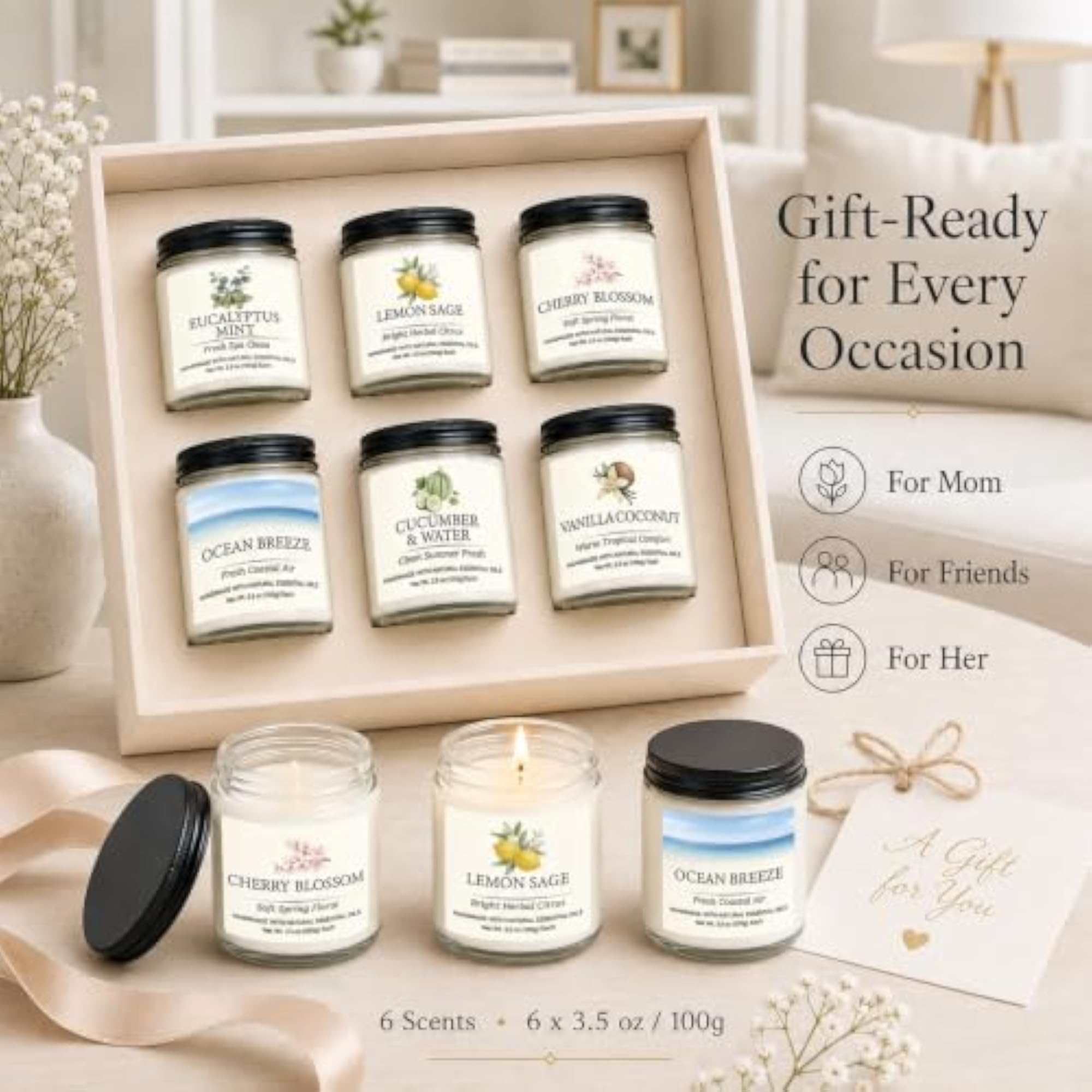 Spring Summer Scented Candles Set, 6 Pack