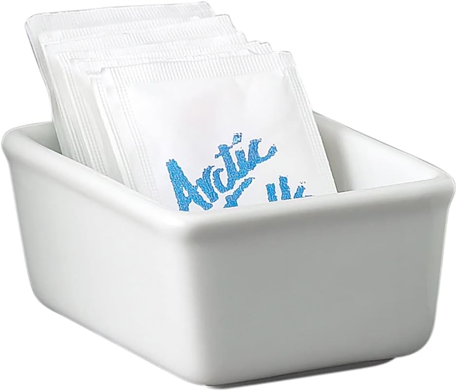 HIC Kitchen Sugar Packet Holder, Fine White Porcelain