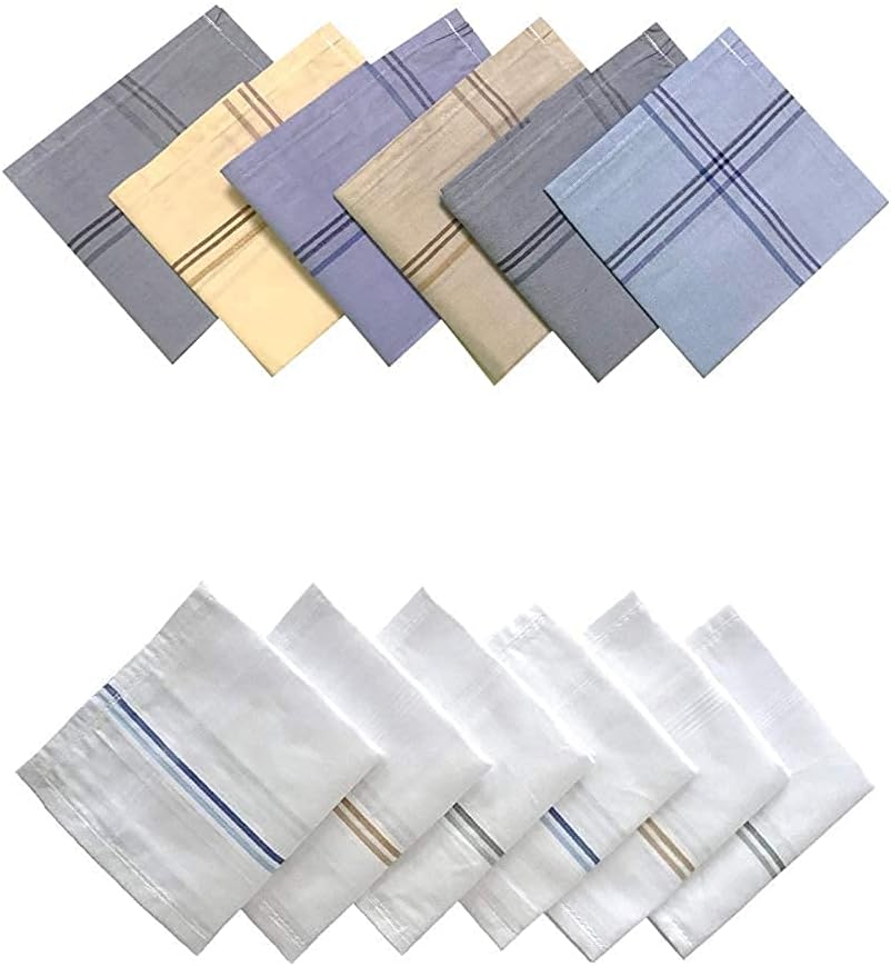 Cotton Premium Collection Multicolor Handkerchiefs/Hanky Set For Men - Pack of 12 Pcs