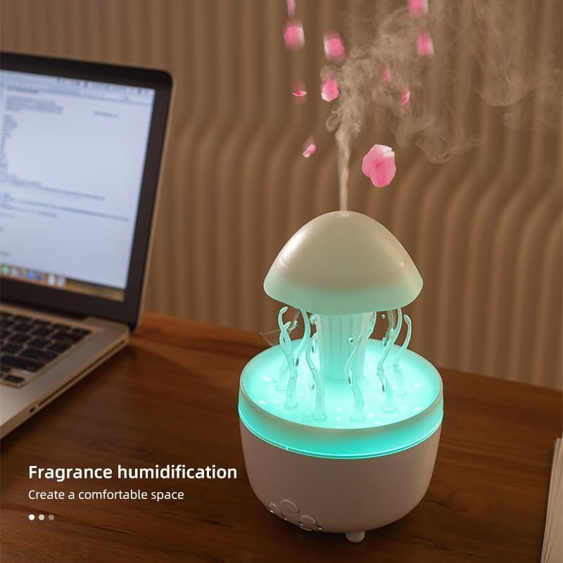 Miniatura 8 de 300ml Cute Diffuser Jellyfish Humidifier with 7 Changing Colors LED Lights, Rain Cloud Diffuser for Home Bedroom Office