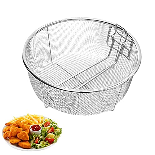 Facynde Panier Rond pour friteuse | Panier Rond à Frites Panier Rond pour Frire des collations Paniers à Frites en Acier Inoxydable - Ustensile de Cuisine pour la friture