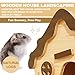 DINTSTYLE Wooden Hamster Platform and Dwarf Hamster House,Cute Syrian Hamster Tiny House Hideout,Large Balcony Lookout Holes,for Dwarf Gerbils and Mouse Mice Rat Other Small Animals(A)