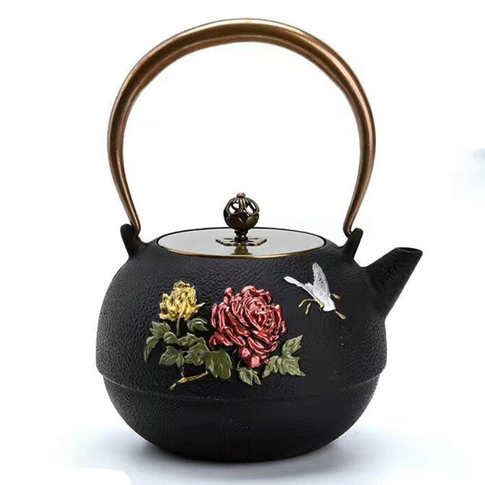 Tetera de Hierro Fundido, Tetera Japonesa, Tetera, Herramientas para Beber, colador de Acero Inoxidable, Tetera de peonía, 1,4 L (como se Muestra en un tamaño)