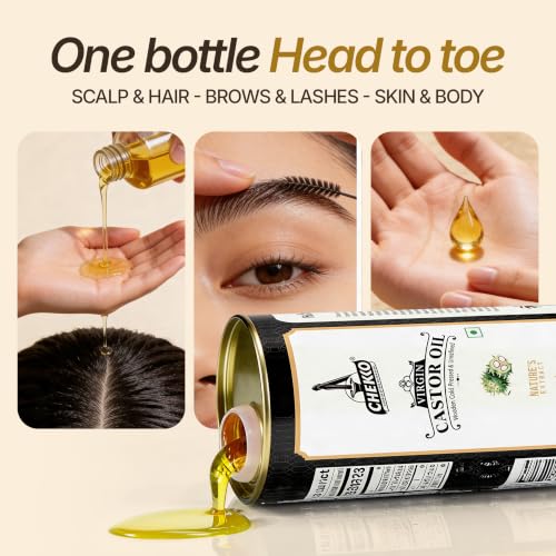 Image of Chekko Cold Pressed Castor Oil Edible (Arandi) 200ml | 100% Pure & Natural Wood Pressed Virgin Castor Oil for Hair & Skin Care, Body Massage | Moisturization & Wellness For Men & Women