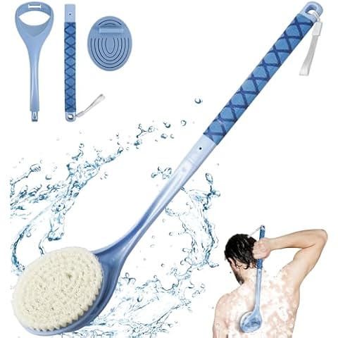 Back Scrubber for Shower, 20.4" Detachable Back Bath Brush for Shower, Back Scrubber, Exfoliation and Improved Skin Health for Elderly with Limited Arm Movement, Disabled Cover