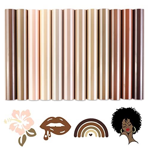 Htvstd Melanin Heat Transfer Vinyl - 12 Pcs 12 X10 Skin Tone Htv Heat Transfer Vinyl Nude Brown Shade Color Htv Vinyl Barely Beige Tan Htv Iron On Vinyl For T-Shirts Compatible With Silhoutte Cameo #TOP21