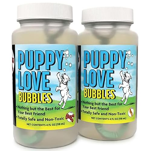 Puppy Love Bubbles Peanut Butter & Bacon Scented Bubbles 4oz. Bottle-2 Pack Combo (1 Peanut Butter/1 Bacon) for Dogs