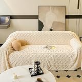 oyptmsh Funda para Sofá Lavable Antideslizante-Protector de Cubre Sofá con Tejido Jacquard y Capitoné, Universal para Chaise Longue Derecho, Futones y Sofás (Beige,180x180cm)