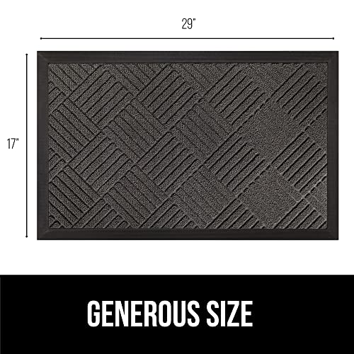 Gorilla Grip All-Season Weathermax Doormat, Durable Natural Rubber, Stain And Fade Resistant, Low Profile, Indoor Outdoor Door Mats, Easy Clean Patio Entrance Mat, 17X29, Gray Diamond #TOP7