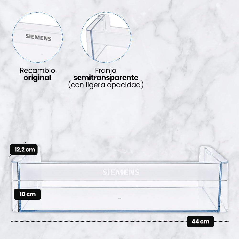 Anakel Home Estante Botellero 00704405 Compatible con Frigoríficos Siemens, Bosch KG36VVW305 | Recambio Puerta Nevera | 44 x12,2 x10 cm | Fácil Instalación | Repuesto Original de Alta Calidad