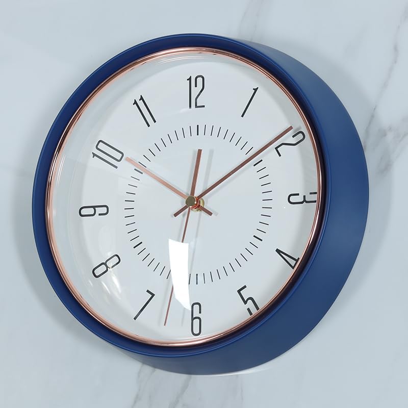 Miniatura 7 de Reloj de pared circular silencioso de estilo europeo simple que se puede utilizar en la cocina, dormitorio, sala de estar (azul)