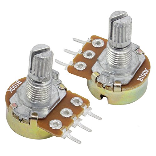 Aussel 100K OHM B100K Lineares Potentiometer 3 Terminal Drehpotentiometer mit Kappenmuttern und Unterlegscheiben 5 Stück (B100K-5PCS)
