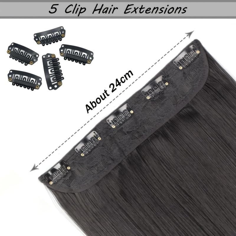 Image of 24 inch Heat Resistant Clip In Synthetic Straight Hair Extensions - Synthetic Hair Extension /Ponytail Long Braided Ponytail With Elastic Hair Ties Synthetic Hair Extensions (Style 12)