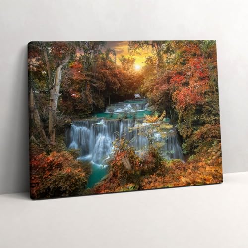 Art mural d'art Wallfluent de cascade au crépuscule, toile peinte haut de gamme 80x60