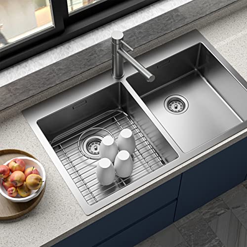 Suzlon 2PACK SINK GRID AND 2PACK SINK STRAINERS 2Pack Stainless Steel Kitchen Sink Grid,13.2 Inch X 11.6 Inch X 1.2 Inch Sink Protectors With Rear Drain Hole,Sink Rack For Bottom Of Sink, Anti-Rust Metal Sink Bottom Grid thumb #1