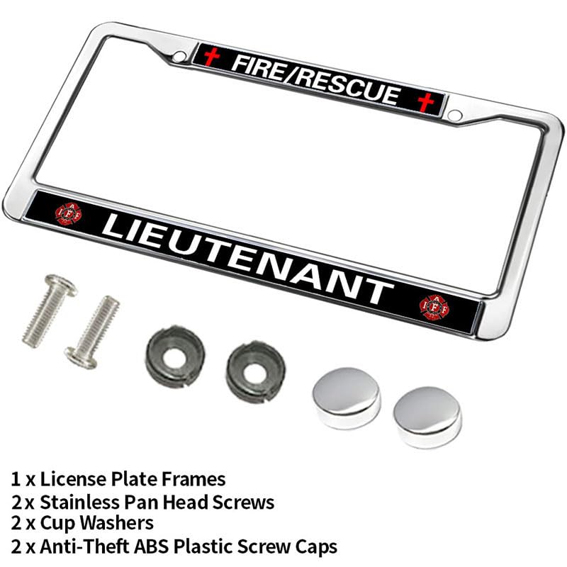 Image of Fire Rescue Cross Pride Slim Design License Plate Frame Fighterfighter Pride License Plate Frame for Patriotic People