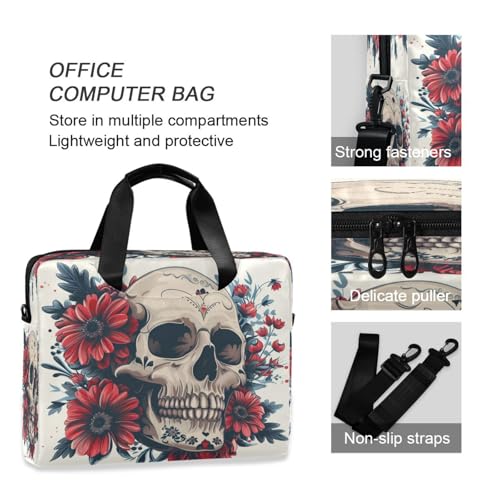 Maletín para portátil ALAZA Skull y Flores 15.7 pulgadas miniatura 5