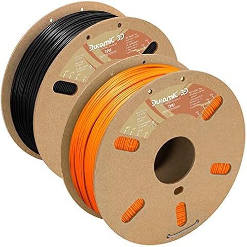 TPU Black and TPU Orange Bundle, DURAMIC 3D TPU Flexible Filament 95A, Soft TPU 3D Printing Filament, 1kg Spool, Dimensional Accuracy +/- 0.05mm, Black 1 Pack Cover