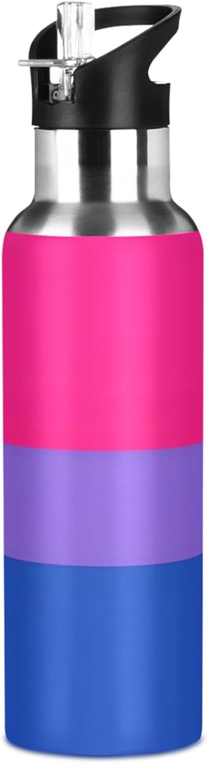 Insulated Water Bottle 20 Oz, BPA-Free Sport Water Bottle Insulated for Gym Outdoor Travel School, Bisexual Canvas Movement Lgbt Flat