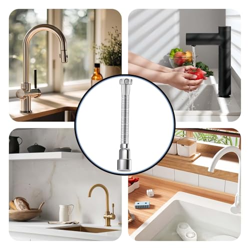 Wasserhahn Verlängerung, 360 Grad Wasserhahn Schlauch 20cm, Wasserhahnverlängerung Breite Anwendbarkeit, Wasseranschluss Verlängerung Wasserhahnverlängerung Küche für Küchen Toilette