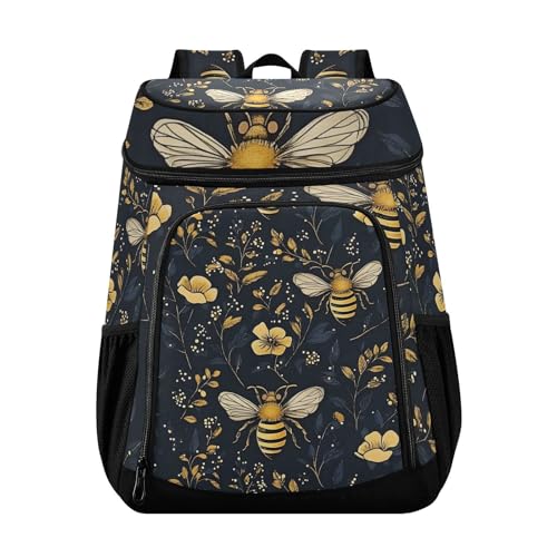Bumblebee Wildflowers Cooler Backpack Cooler Insulated Leak Proof Lunch Backpack 36 Cans Waterproof Soft for Men Women Picnic Hiking Camping Beach