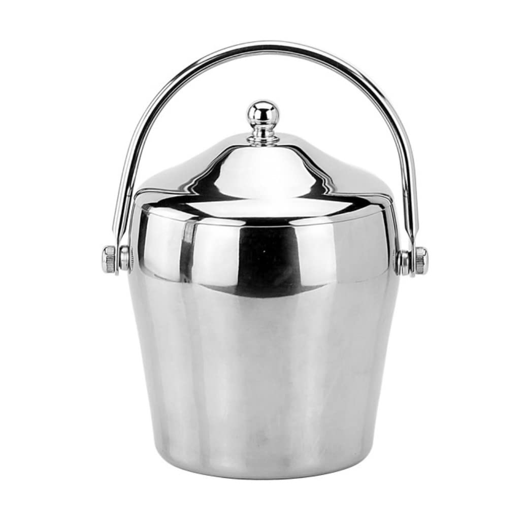 Cubitera Champanera Cubo De Hielo De Acero Inoxidable con Tapa Cubo De Champán De Doble Capa Cubo De Cerveza Aislado Cubo Enfriador Cubiteras para Botellas(Color:B,Size:2L)