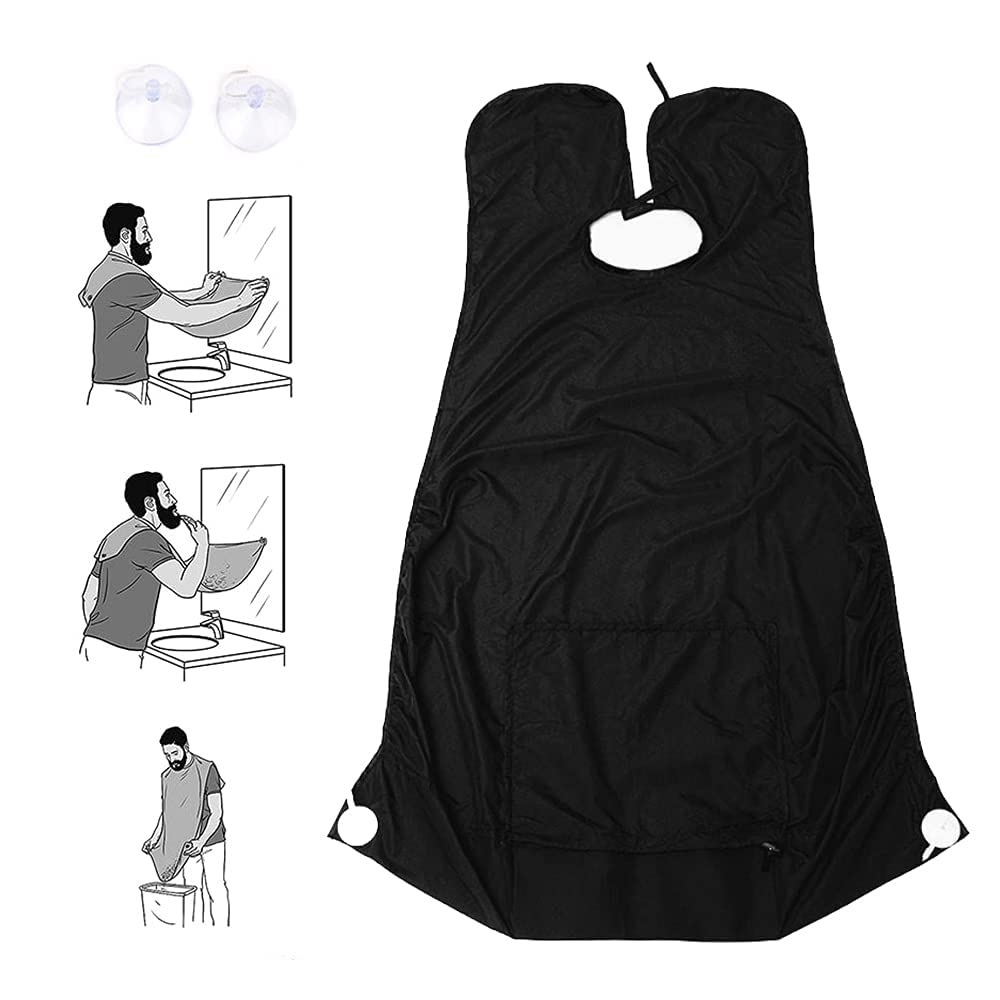 LOMESH Beard Apron Bib for Men Trimming Cloth Apron Shaving Catcher for Men | Trimming cape | Waterproof Clippings Catcher Apron with suction cup