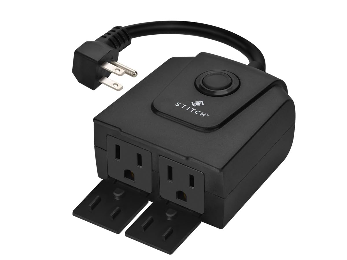 Monoprice Smart Outdoor Plug IP65 Weather Resistance 2 Individually Controlled Outlets No Hub Required Compatible with Google Home