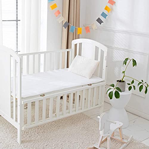 Image of Waterproof Crib Pad, 27 inch x 50 inch, Reusable Incontinence Flannel Crib Protector for Baby, Toddler, Elders and Pets - White