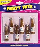 Beer Bottle Shaped Birthday Cake Cupcake Candles - 6 pc