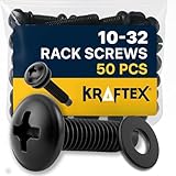 10-32 Rack Screws 50-Pack - Versatile Server Rack Accessories for Network Cabinets, Audio Mounts, Studs and Recording Studio Includes Nylon Washers. Perfect for Rackmounts